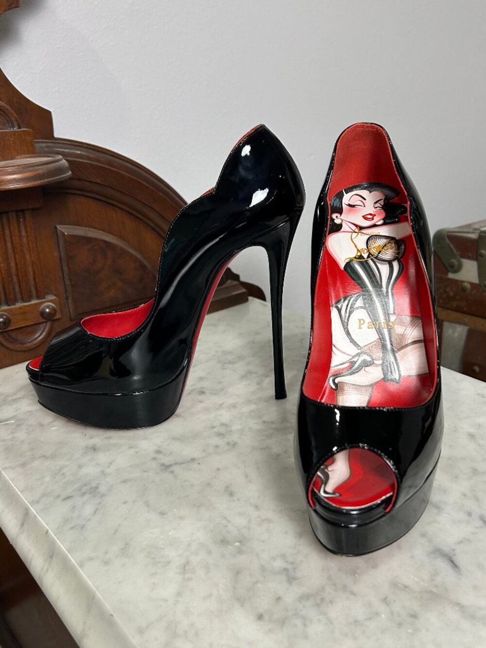 Christian Louboutin Chick Up Alta 150 Dr Bored Collab size 37 RARE!